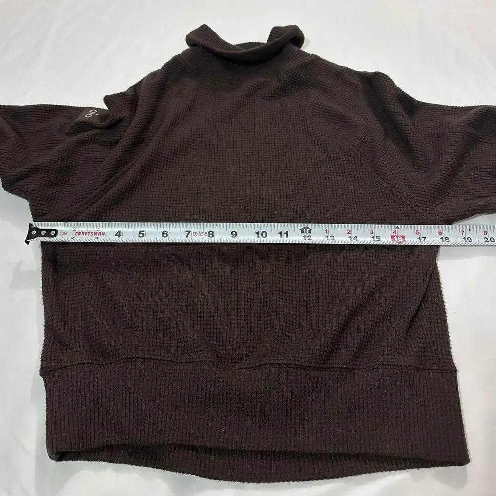 Alo Women XXS Waffle Weekend Escape Mock Neck Long Sleeve Athleisure Comfortable